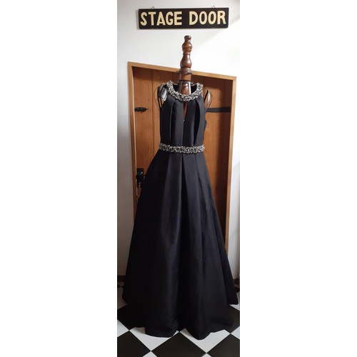 Ted Baker-An unworn ladies black evening dress with bead embellished neckline and waistband having a full skirt and original tags, Ted Baker size 3, approx 26" waist x 34/36" chest (RRP £799). Location:RWB