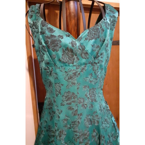 72 - A group of vintage ladies dresses, 1950's-1990's, to include a 1950's turquoise sleeveless evening g... 