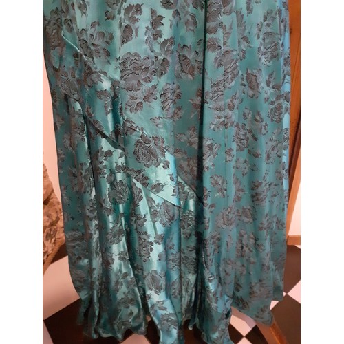 72 - A group of vintage ladies dresses, 1950's-1990's, to include a 1950's turquoise sleeveless evening g... 