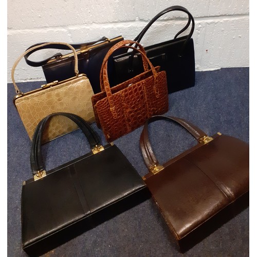 117 - A group of vintage handbags to include 2 1950's black Waldybags, 2 Jane Shilton snakeskin bags and 2... 