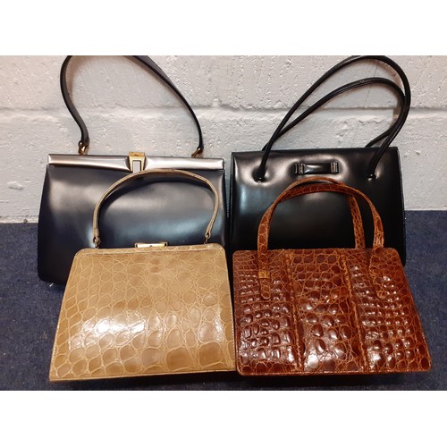 117 - A group of vintage handbags to include 2 1950's black Waldybags, 2 Jane Shilton snakeskin bags and 2... 