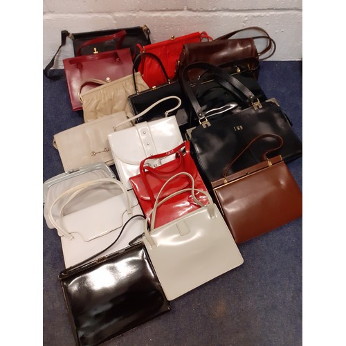 116 - A quantity of 1950's-1970's bags to include Harrods and Jane Shilton, leather and patent examples. L... 