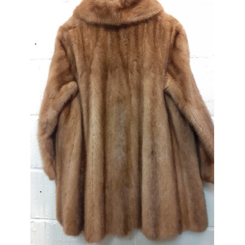 78 - A vintage arctic mink wrap, a 1950's brown mink bolero jacket with shawl collar 38