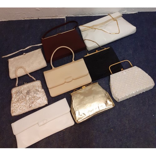 119 - A group of 9 vintage evening and clutch bags to include Harrods and beaded examples. Location:BWR Fl... 