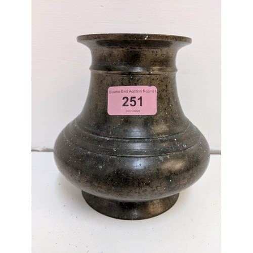 205 - A Chinese brass Lota pot with a flared rim and of bulbous form, on a raised rim
Location:R2.5