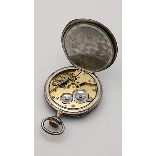 10 - An Audemars Freres open faced pocket watch having a gilt engine turned dial, Niello decorated silver... 