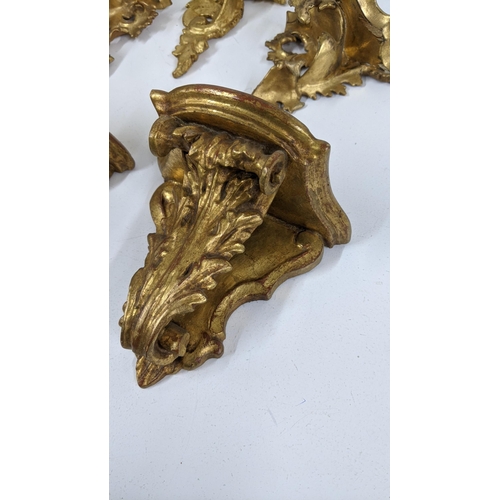 101 - Mid 20th century gilt wood carved, ornate wall brackets to include four various sizes, Location:A4B