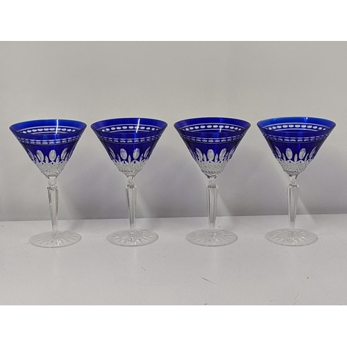 109 - Four Waterford Clarendon blue Martini glasses, Location:5.2