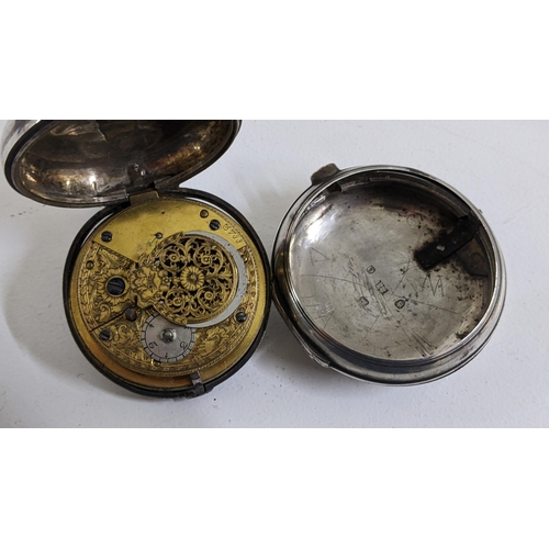 125 - Two Georgian silver pair cased pocket watches, one hallmarked London 1809, Location:CAB1