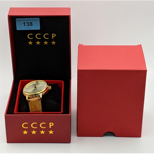 138 - A CCCP Special Edition automatic gents, stainless steel wristwatch wit a pearlescent/silver face and... 