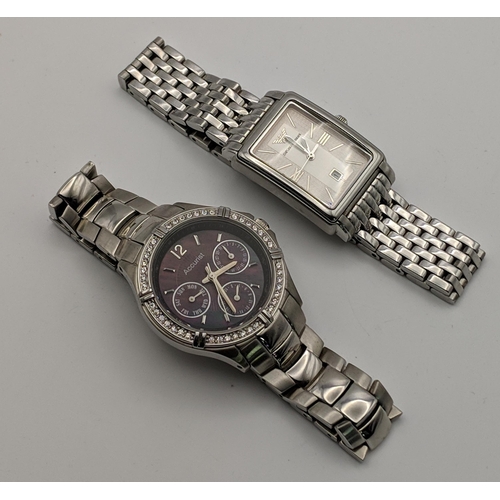 150 - Two ladies watches, an Accurist with a chrono graph black face, the surround encrusted with faux dia... 