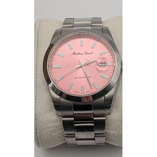 157 - A Matthey Tissot Sunray H451PR Swiss made stainless steel case  quartz pink dial gents wrist watch, ... 