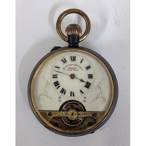 229 - An early 20th century Hebdomas 8 day, open faced pocket watch A/F, Location:CAB3