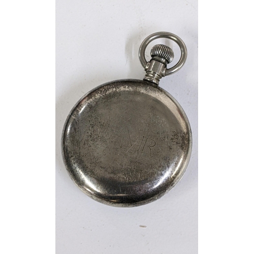 230 - A Buren keyless wound, open faced pocket watch, engraved with broad arrow to the case back, Location... 