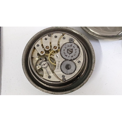 230 - A Buren keyless wound, open faced pocket watch, engraved with broad arrow to the case back, Location... 