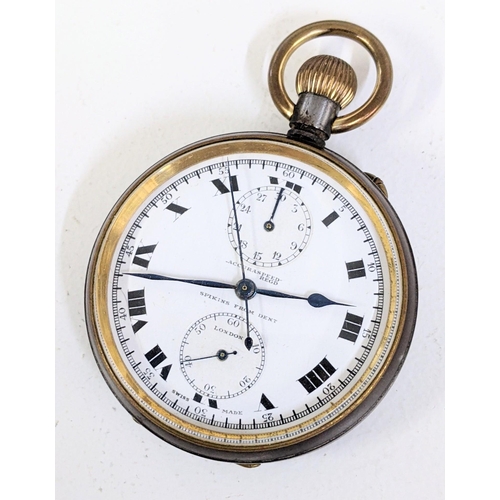 235 - An early 20th century Spikes From Dent, Accuraspeed, open faced pocket watch with stop watch functio... 