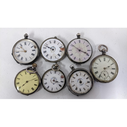 238 - A selection of late 19th/early 20th century fob watches to include a siler watch, inlaid with enamel... 