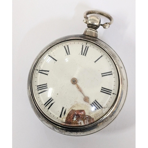 239 - An early 19th century silver pair cased pocket watch having verge escapement and signed Barden, Bore... 