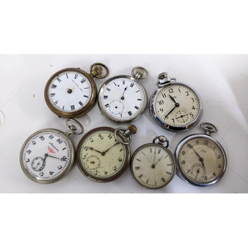 249 - Seven early 20th century open faced pocket watches to include a Smiths Empire and others, Location:T