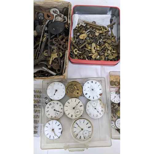 254 - A mixed lot to include pocket watch movements, cases, clock keys and other items
Location:7.4