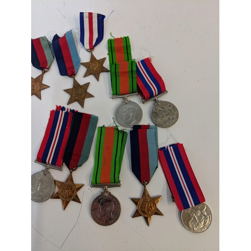 291 - WWII medals to include Defence, British war and Stars, Location:STAIRS