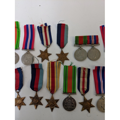 293 - WWII medals to include Defence, British war and Stars, Location:STAIRS