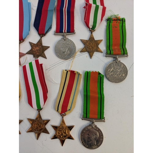 294 - WWII medals to include Defence, British war and Stars, Location:STAIRS