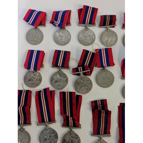 296 - Forty four WWII British service medals, (five without ribbons), Location:STAIRS