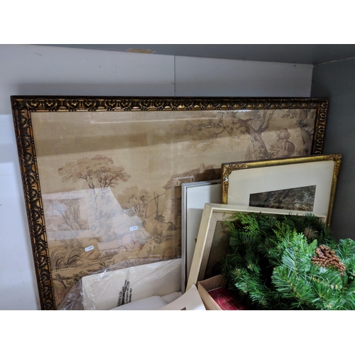 309 - A mixed lot to include assorted pictures, Christmas decorations and other items, Location:G