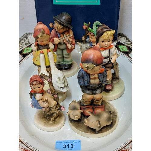 313 - Ceramics and glassware to include Hummel figurines, Nao model animals, a Portmerion bowls and other ... 