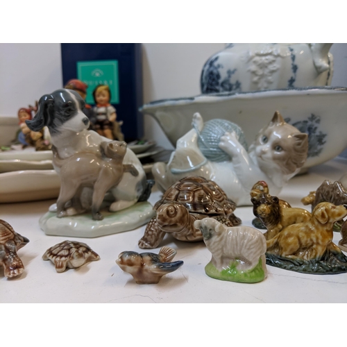 313 - Ceramics and glassware to include Hummel figurines, Nao model animals, a Portmerion bowls and other ... 