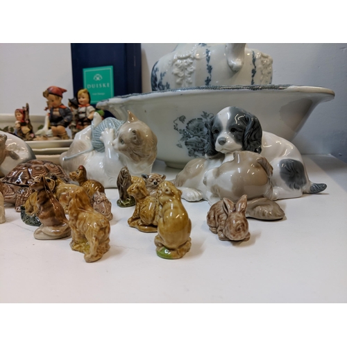 313 - Ceramics and glassware to include Hummel figurines, Nao model animals, a Portmerion bowls and other ... 