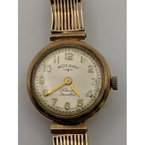 58 - A 9ct gold Rotary wristwatch 15.5g on a gold bracelet Location:CAB4