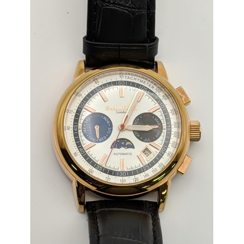 66 - A Swan and Edgar 20 jewels automatic wrist watch on a black leather strap
Location:CAB6