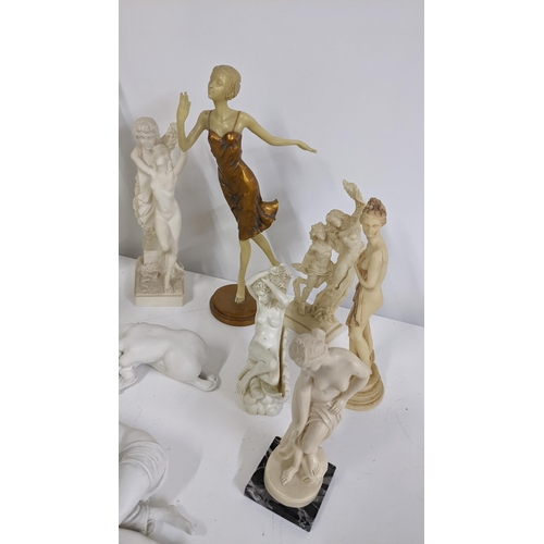 94 - Mixed figures of nude females to include a frosted Perspex model, Italian models of classical female... 