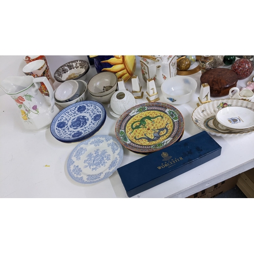 98 - A mixed lot to include figural candlesticks, Chinese plate, paperweight and other items Location:LWB