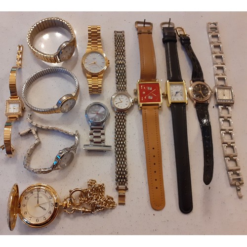 85 - A quantity of modern watches to include a Japanese Aston gents gold tone wristwatch, a ladies Montin... 