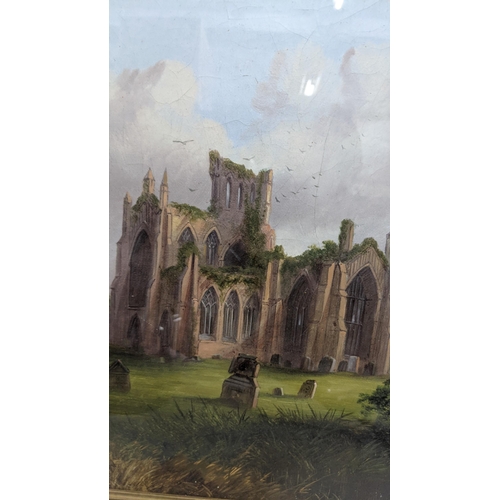 335 - A M.M Jacobi oil on canvas depicting ruins of a church, 35cm h x 25cm w, gilt framed and glazed
Loca... 