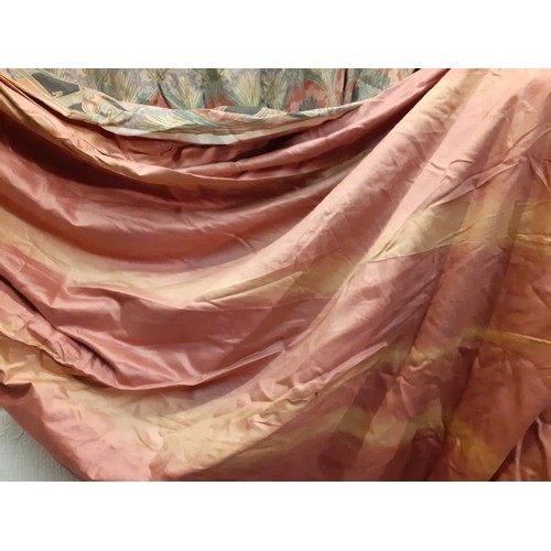 133 - Liberty-A pair of Lathe Tana Lawn curtains in pinks, lilac, brown, black and teal having a trip[le p... 