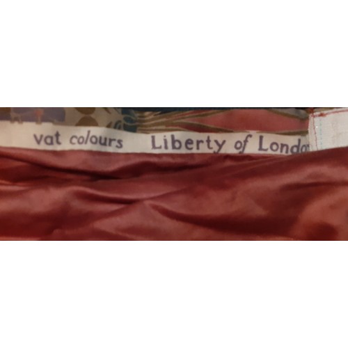 133 - Liberty-A pair of Lathe Tana Lawn curtains in pinks, lilac, brown, black and teal having a trip[le p... 