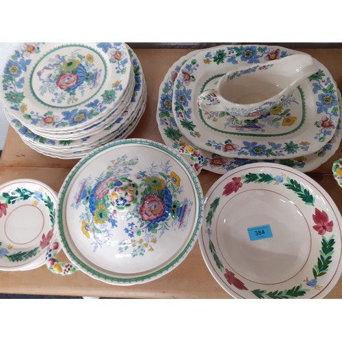 384 - A quantity of 1940's Masons Strathmore dinnerware to include platters and 2 tureens with lids togeth... 