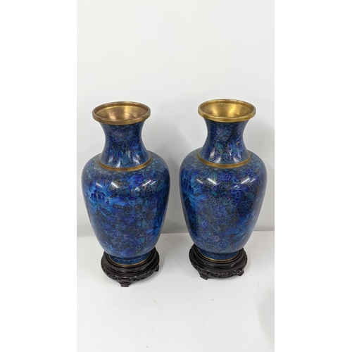 108 - A pair of vintage cloisonne enamel vases, 40cm h, Location:10.2