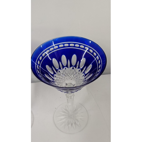 109 - Four Waterford Clarendon blue Martini glasses, Location:5.2