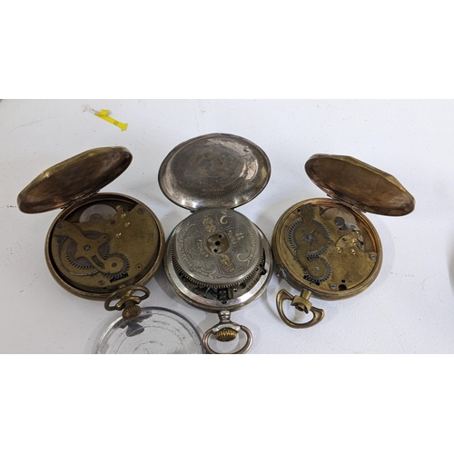 124 - An early 20th century Hebdomas 800 silver pocket watch, parts and two others, Location:CAB1