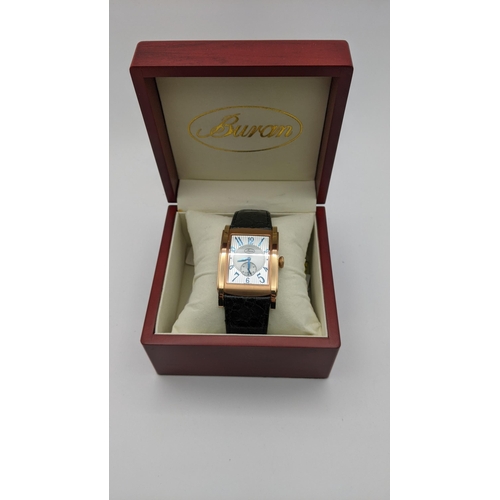 146 - A Buran automatic, stainless steel gents wristwatch, with a square face, Arabic dial, subsidiary sec... 