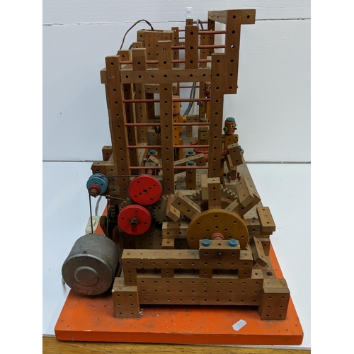 151 - A self-made (possibly Mattel) woodworking/watermill workshop, with electrically-powered motor (this ... 