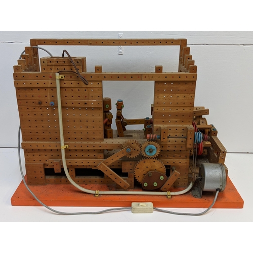 151 - A self-made (possibly Mattel) woodworking/watermill workshop, with electrically-powered motor (this ... 