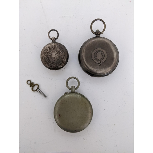 170 - Pocket watches to include a silver cased gents and lady's key wound, open faced watches, and a plate... 