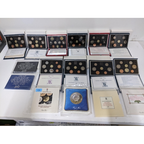 175 - Collection of UK proof and brilliant uncirculated coin sets, c 1981, to include 1989 Bill of Rights ... 