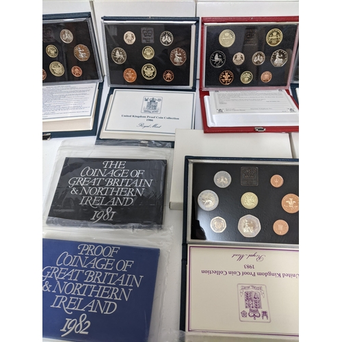 175 - Collection of UK proof and brilliant uncirculated coin sets, c 1981, to include 1989 Bill of Rights ... 